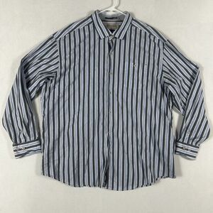 Tommy Bahama Shirt Mens Size 2XL Blue Striped Long Sleeve Button Up Shirt Casual